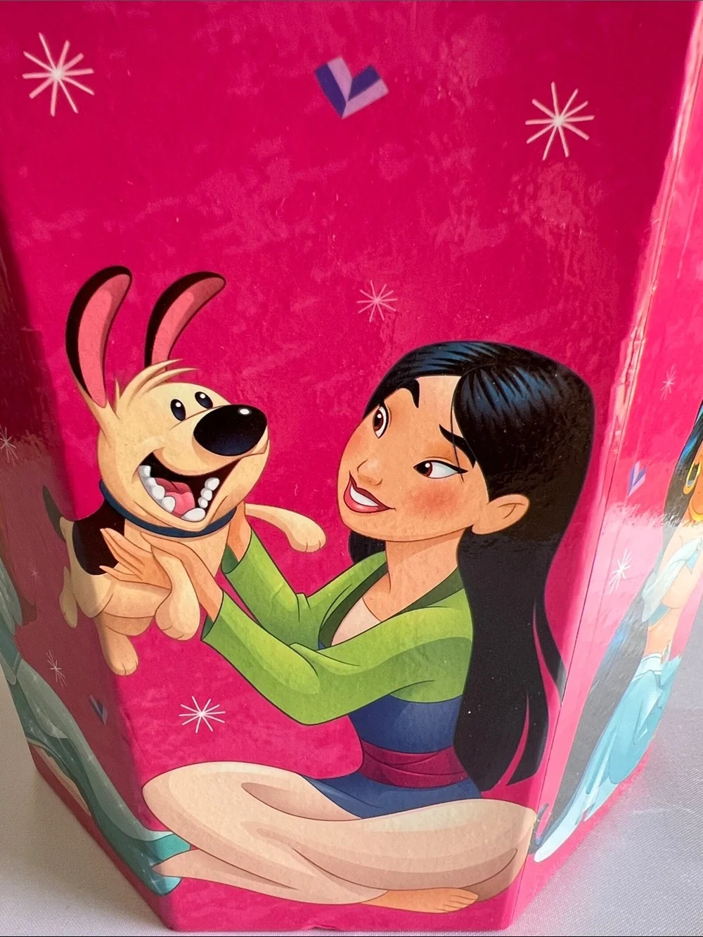 Disney Pink Kids Basket with Princes Jasmine, Ariel, and Mulan